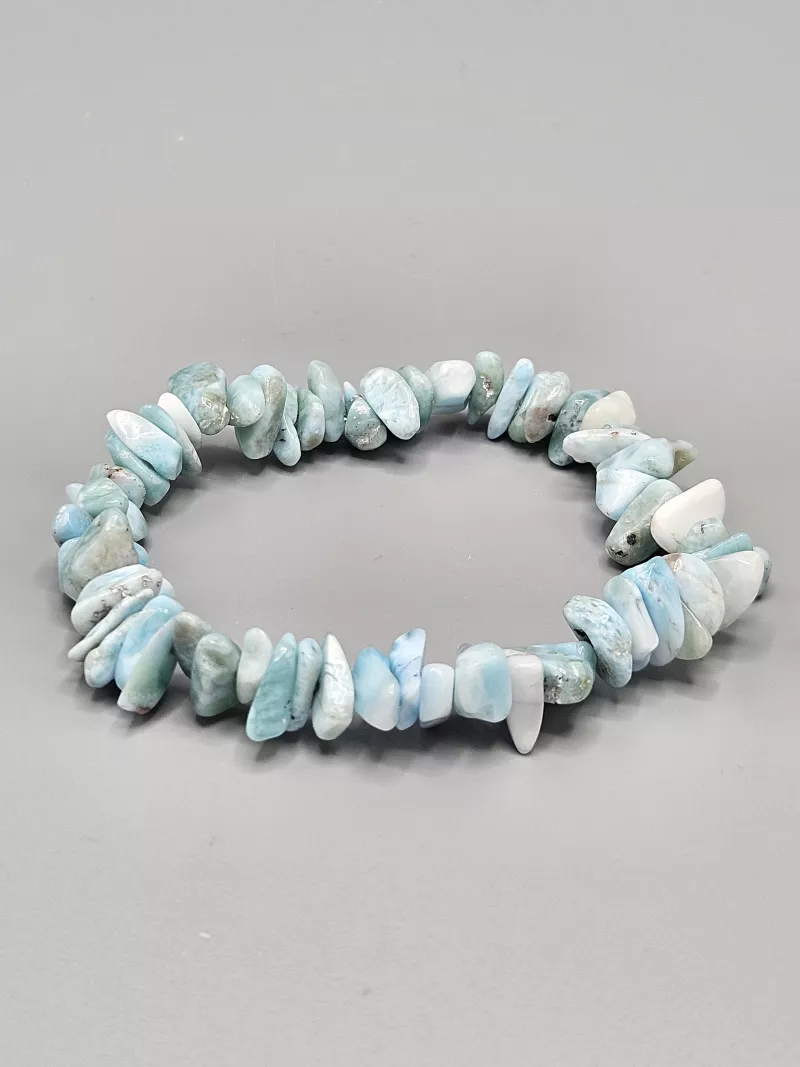 Náramek Larimar sekaný AA kvalita čisté kamínky 16 cm
