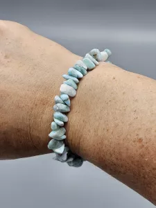 Náramek Larimar sekaný AA kvalita čisté kamínky 16 cm Náramek Larimar sekaný AA kvalita čisté kamínky 16 cm