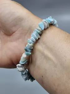 Náramek Larimar sekaný AA kvalita čisté kamínky 19,5 cm Náramek Larimar sekaný AA kvalita čisté kamínky 19,5 cm