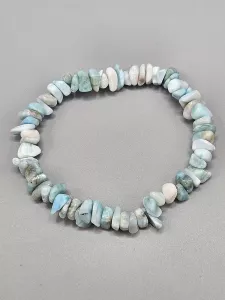 Náramek Larimar sekaný AA kvalita čisté kamínky 19,5 cm
