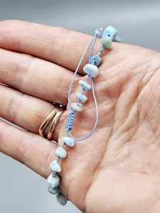 Náramek na nohu Larimar sekaný AA kvalita čisté kamínky 22,5 cm Náramek na nohu Larimar sekaný AA kvalita čisté kamínky 22,5 cm