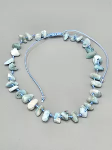 Náramek na nohu Larimar sekaný AA kvalita čisté kamínky 22,5 cm