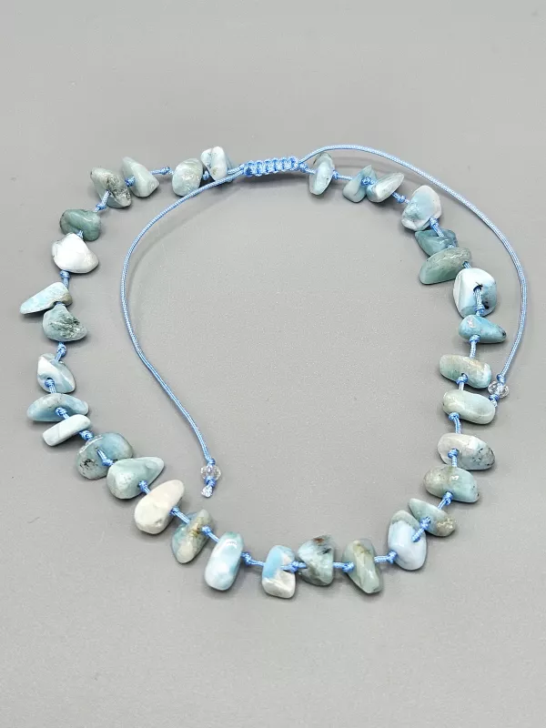 Náramek na nohu Larimar sekaný AA kvalita čisté kamínky 22,5 cm