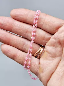 Náramek na nohu - růžový s broušenými korálky | 20 - 34 cm, 25 - 39 cm