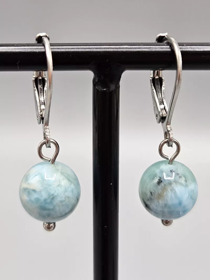 Náušnice - Larimar 9 mm č.1