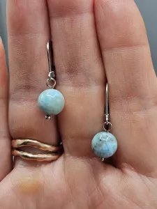 Náušnice - Larimar 9 mm č.2