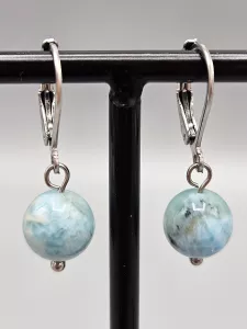 Náušnice - Larimar 9 mm č.2