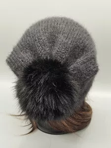 Ručně pletená čepice černá dámská velikost (56 - 60 cm)