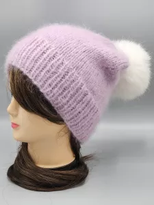 Ručně pletená čepice světle fialová dámská velikost (56 - 60 cm)