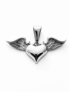 Ocelový přívěsek - Srdce s křídly