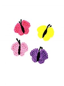 Háčkovaný motýl - aplikace | růžová 1, růžová 2, žlutá 1, fialová 1